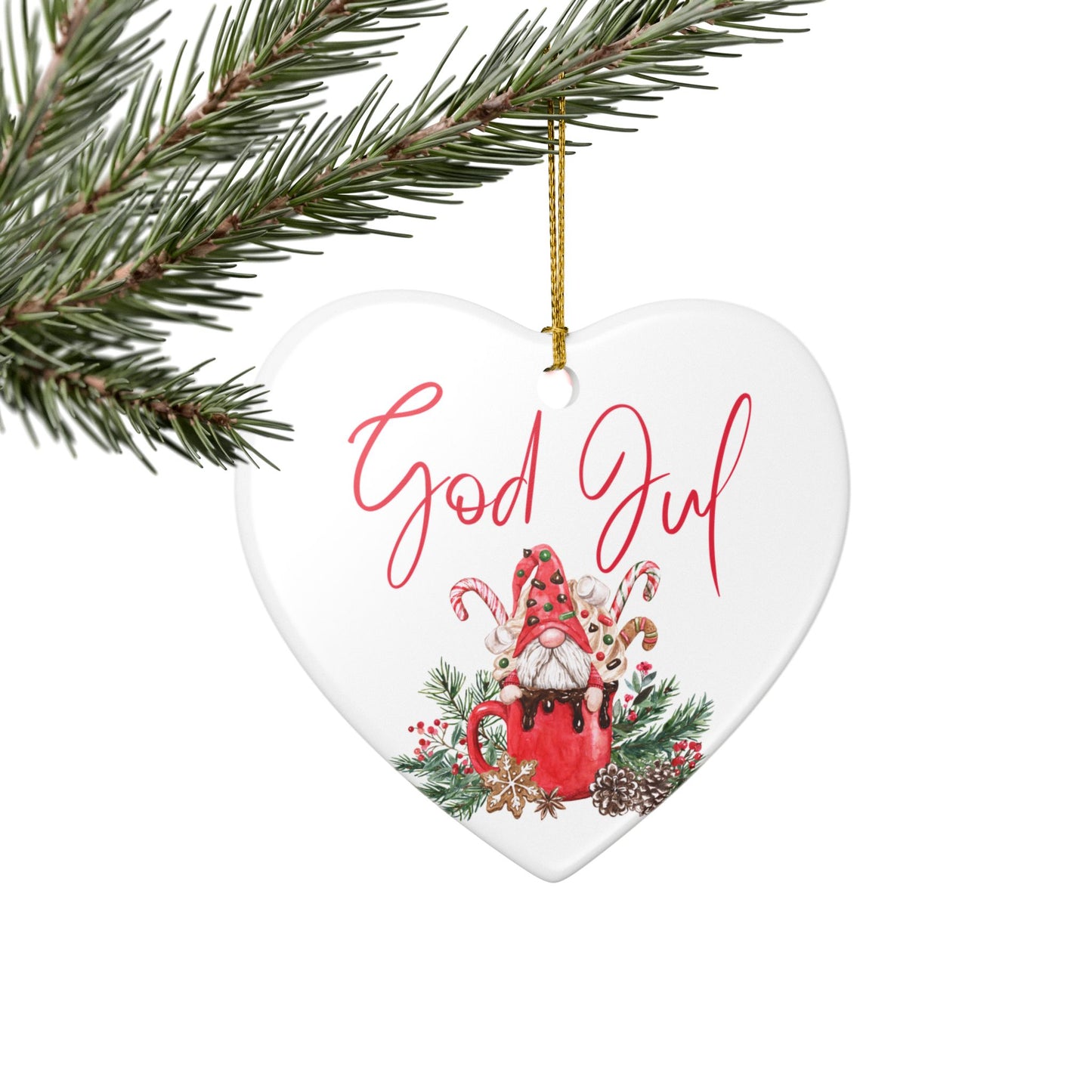 God Jul Hot Chocolate Nisse Ceramic Ornament Norway Nisse God Jul Christmas Ornament Gift Norway