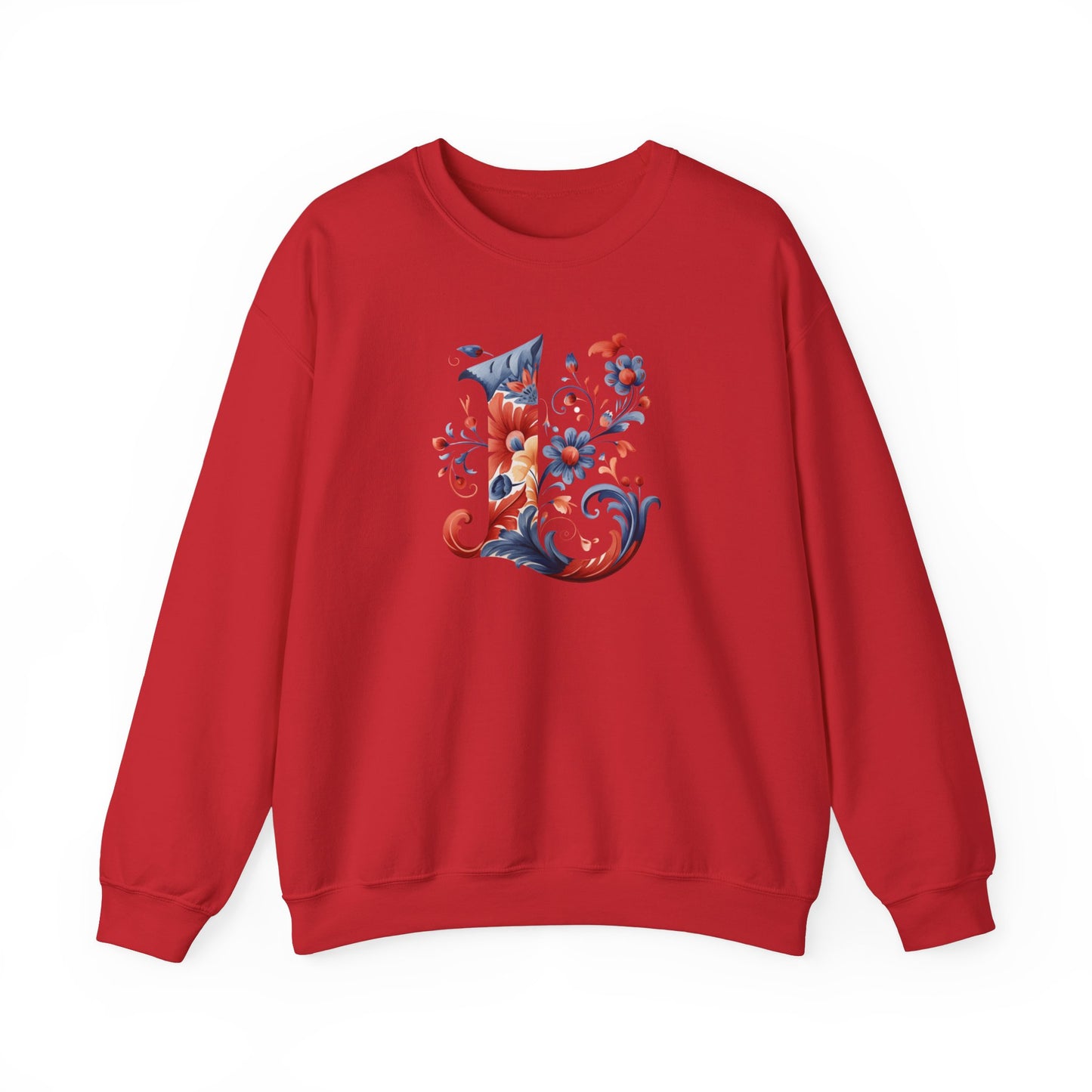 Monogram L Sweatshirt Norwegian Rosemaling Letter L Monogram Sweatshirt