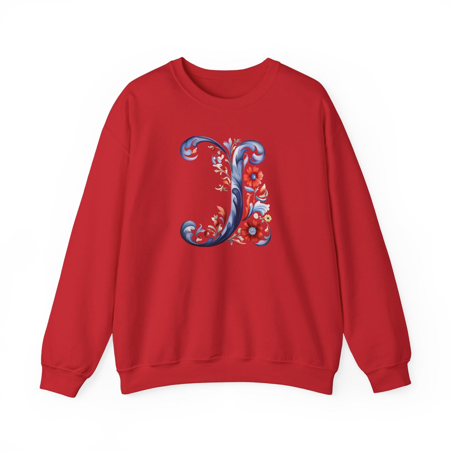 Monogram J Sweatshirt Norwegian Rosemaling Letter J Monogram Sweatshirt