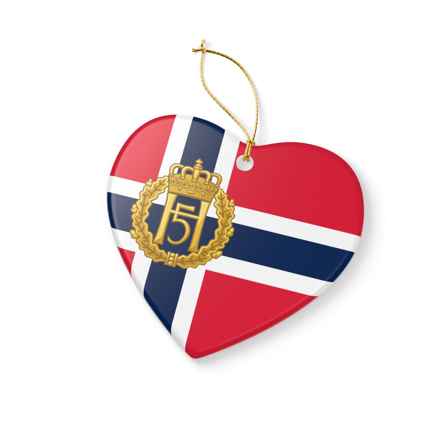 King Harald V Memorial Ornament – Norwegian Flag Ceramic Christmas Ornament