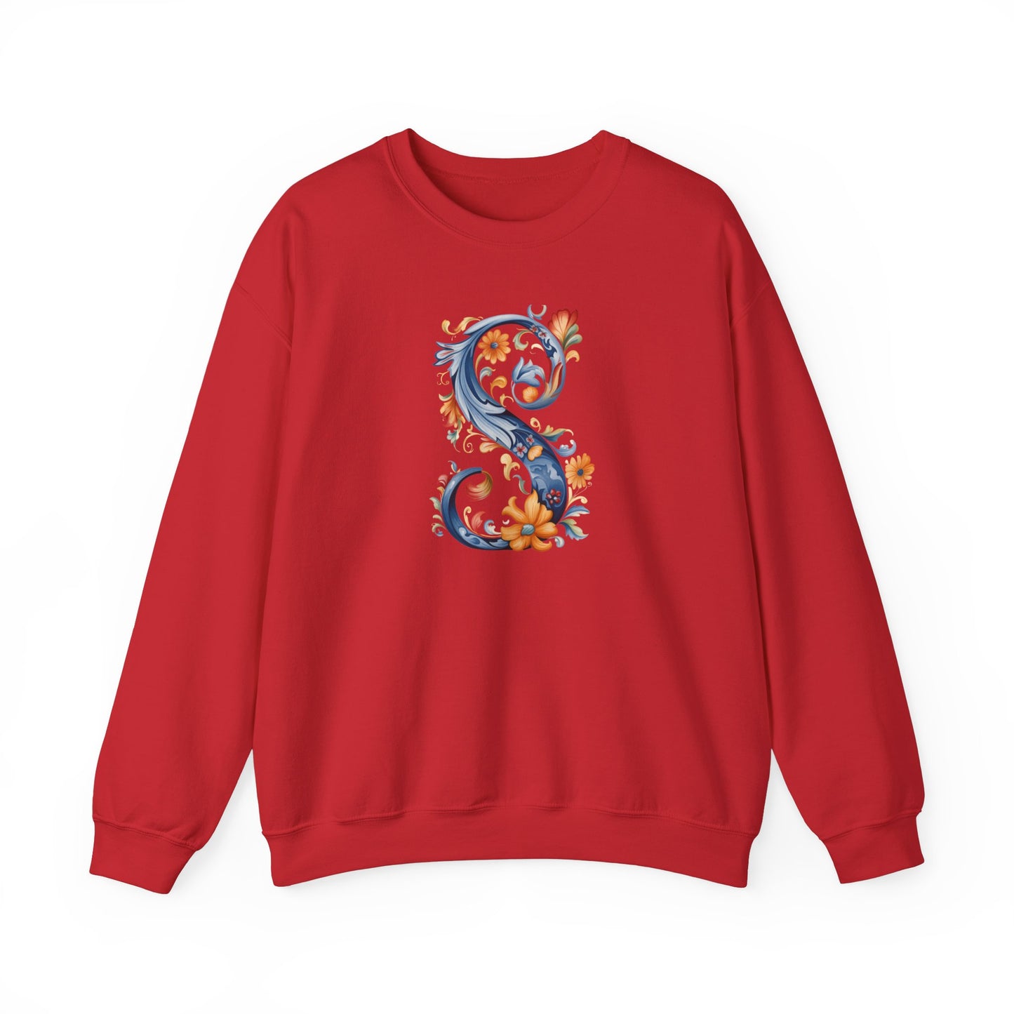 Monogram S Sweatshirt Norwegian Rosemaling Letter S Monogram Sweatshirt