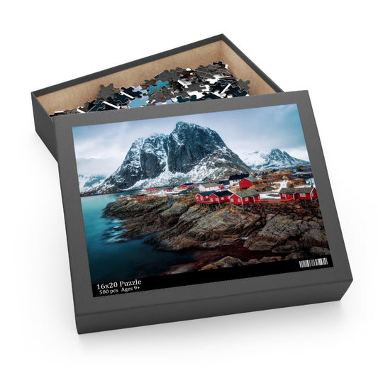 Reine Norway Jigsaw Puzzle Norwegian Photo Puzzle Gift Box(120, 252, 500-Pieces)