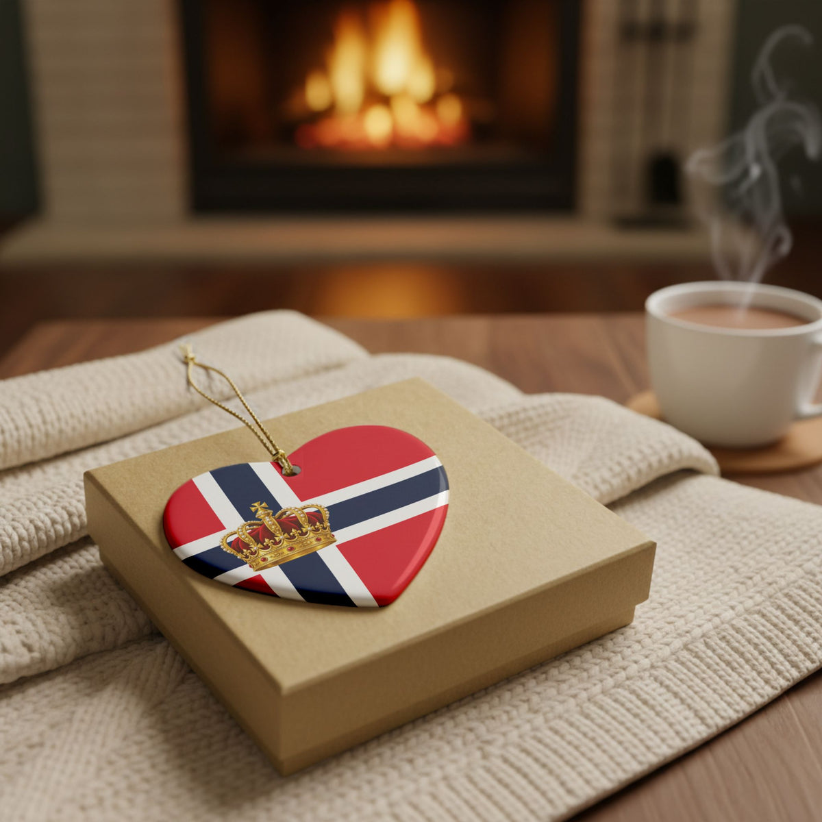King Harald V Memorial Ornament – Norwegian Flag Ceramic Christmas Ornament