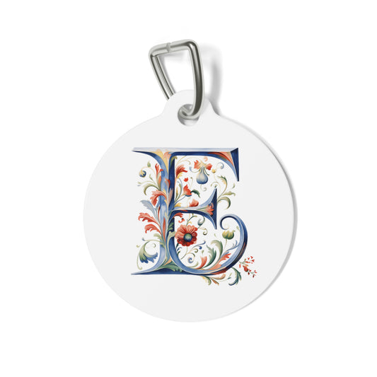 E Rosemaling Alphabet Pet Tag Rosemaling Norwegian Personalized Pet Tag