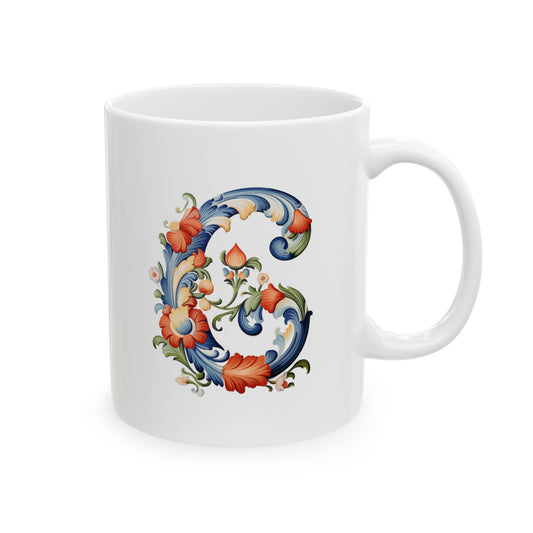 C Norwegian Rosemaling Mug Norway Alphabet Coffee Mug 11oz