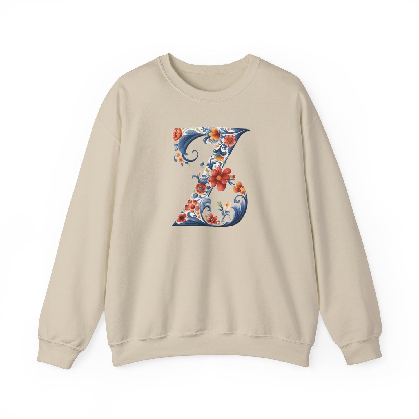 Monogram Z Sweatshirt Norwegian Rosemaling Letter Z Monogram Sweatshirt