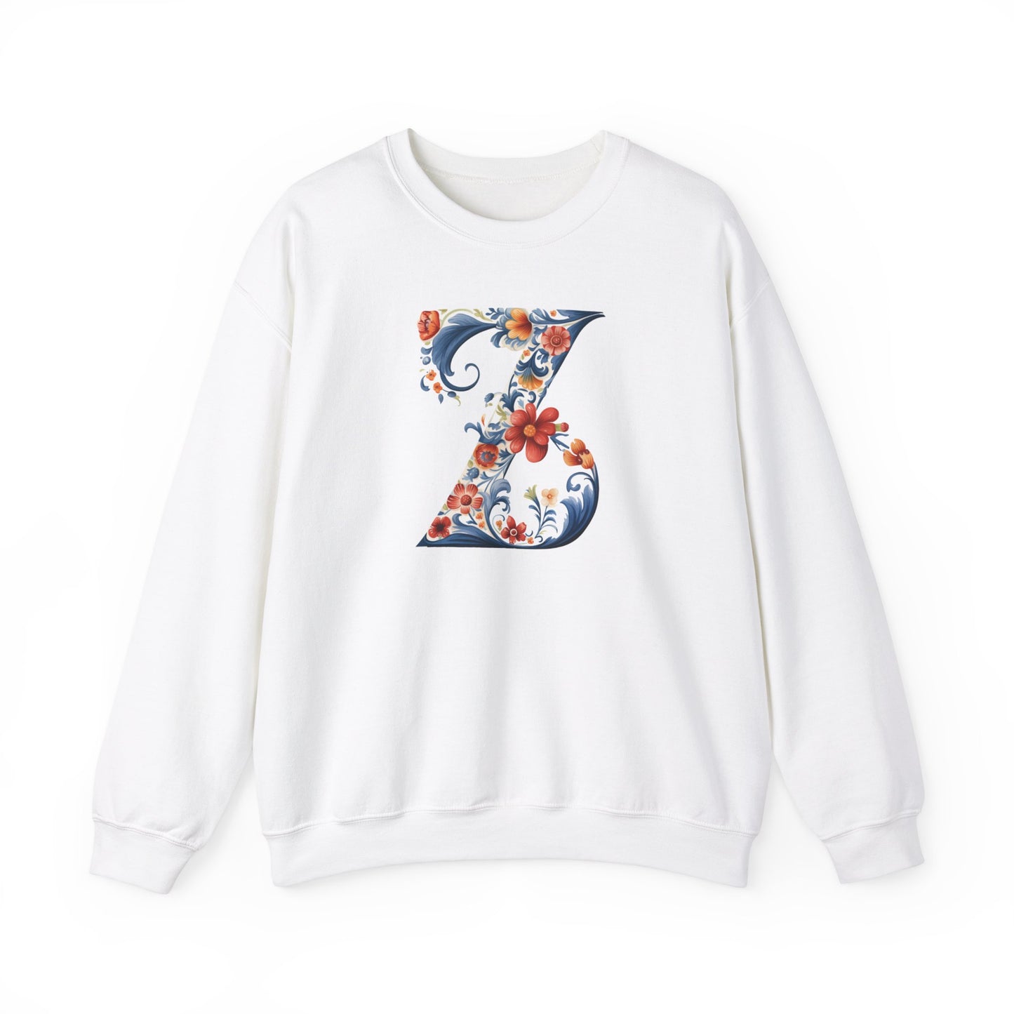 Monogram Z Sweatshirt Norwegian Rosemaling Letter Z Monogram Sweatshirt