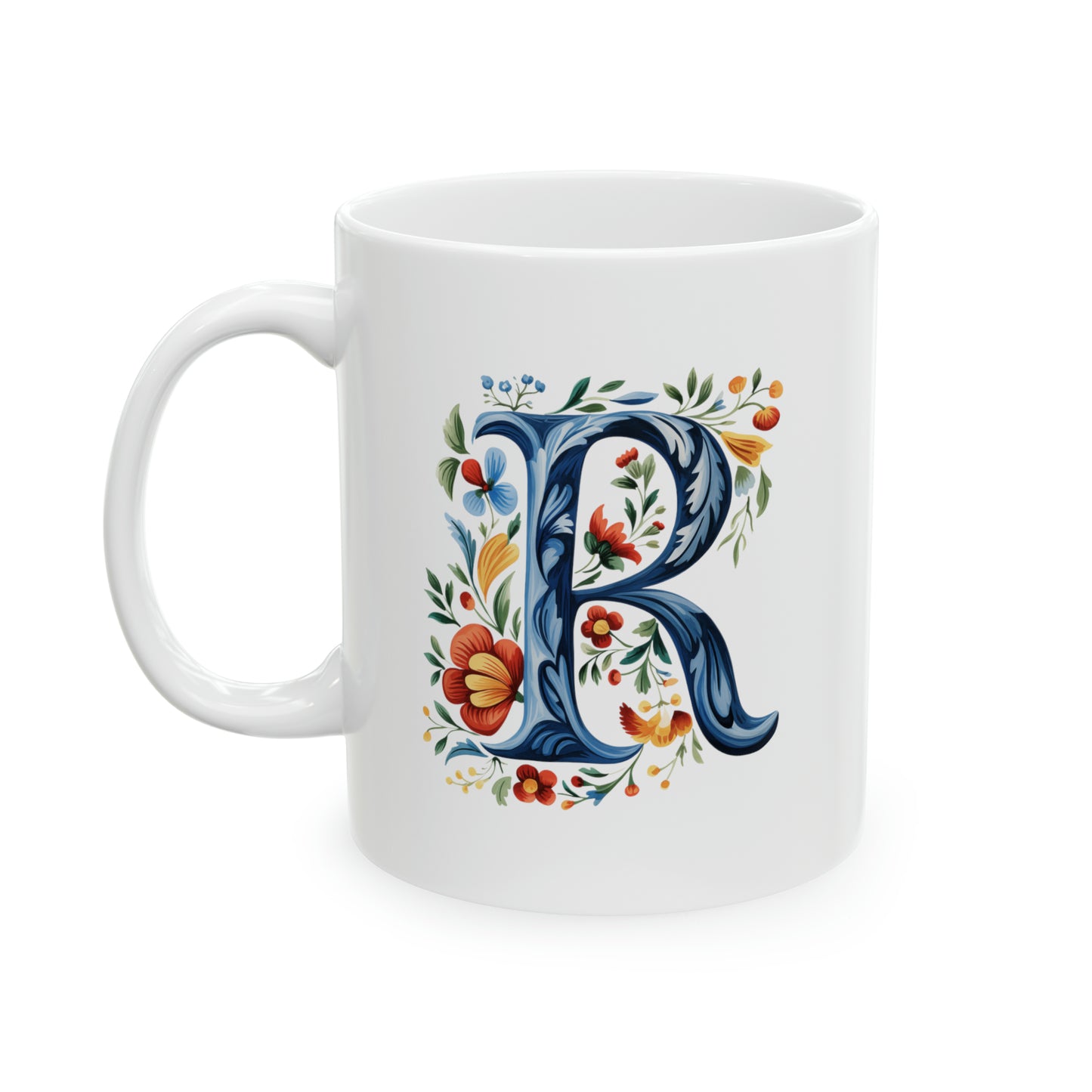 R Norwegian Rosemaling Mug Norway Alphabet Coffee Mug 11oz