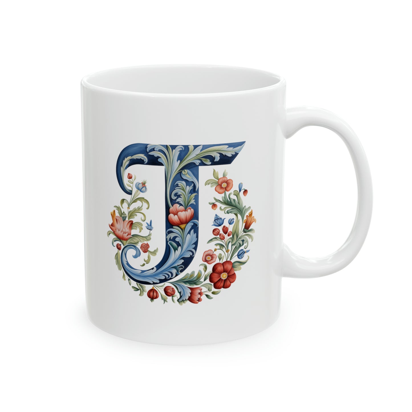 T Norwegian Rosemaling Mug Norway Alphabet Coffee Mug 11oz