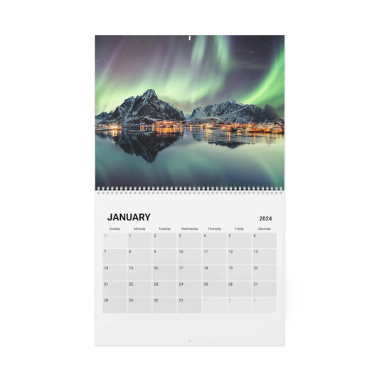 Calendar (2024) Norway Wall Calender Norway Calender Northern Lights Calender Fjords Mountains Norwegian Calender Norwegian Norway Gift