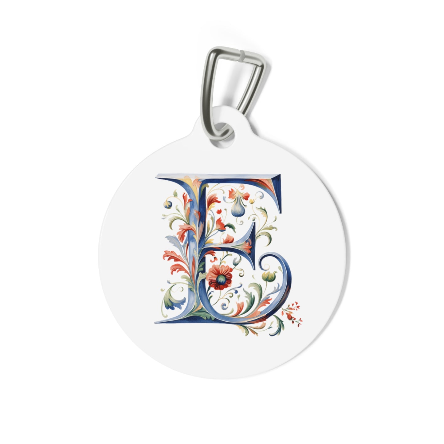 E Rosemaling Alphabet Pet Tag Rosemaling Norwegian Personalized Pet Tag