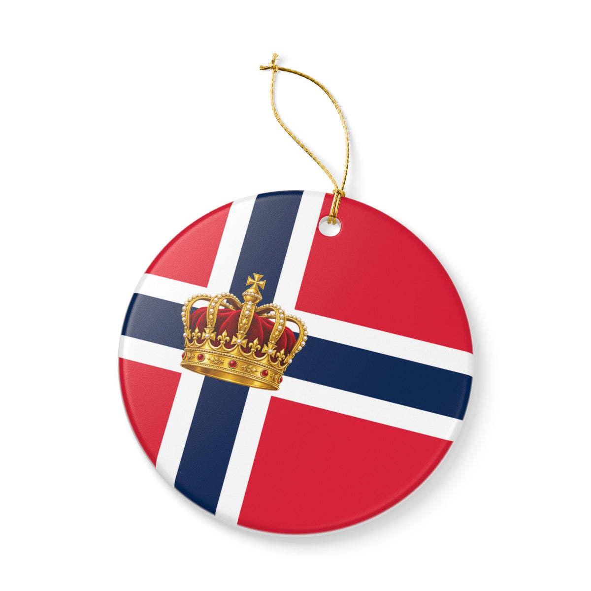 King Harald V Memorial Ornament – Norwegian Flag Ceramic Christmas Ornament