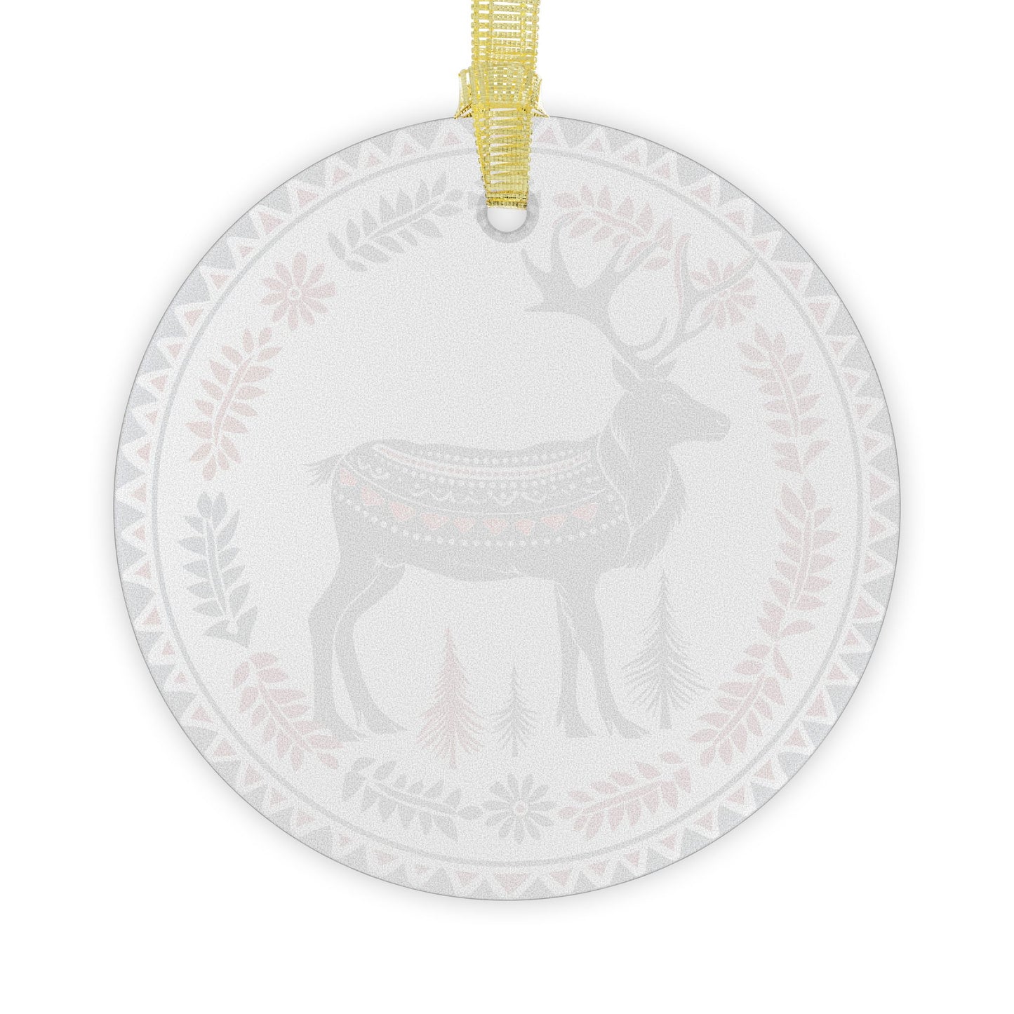 Norwegian Glass Christmas Ornament Nordic Reindeer Design, Beveled Glass, Elegant Holiday Decor Gift