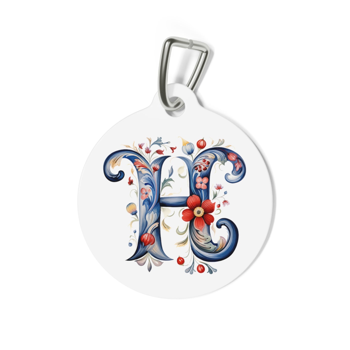 H Rosemaling Alphabet Pet Tag Rosemaling Norwegian Personalized Pet Tag