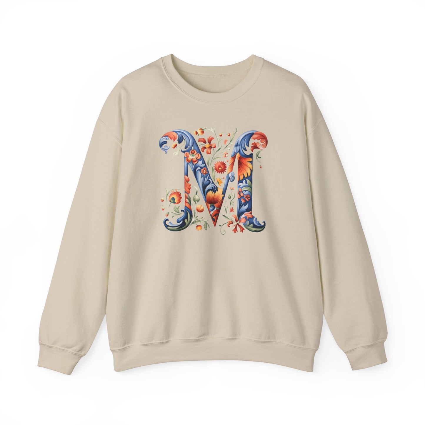 Monogram M Sweatshirt Norwegian Rosemaling Letter M Monogram Sweatshirt