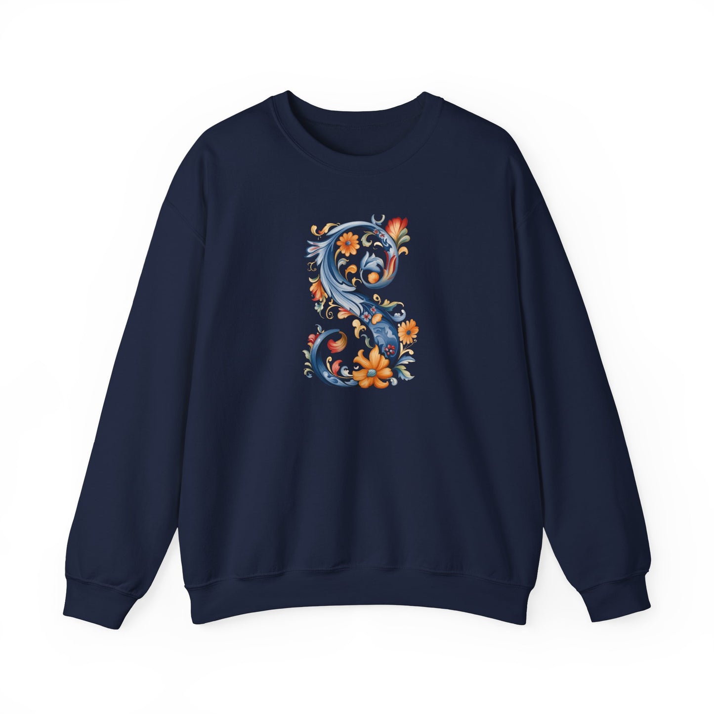 Monogram S Sweatshirt Norwegian Rosemaling Letter S Monogram Sweatshirt