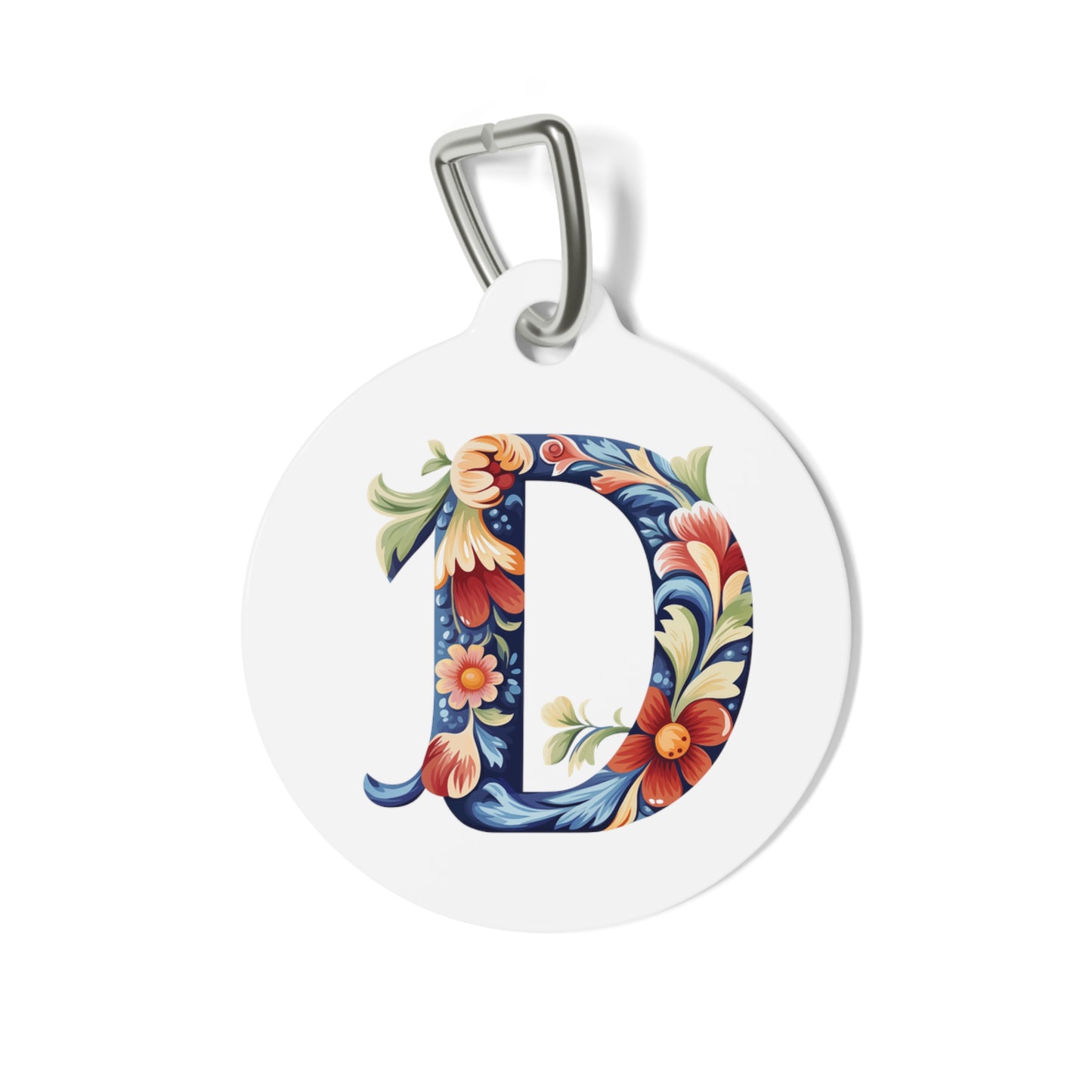 D Rosemaling Alphabet Pet Tag Rosemaling Norwegian Personalized Pet Tag