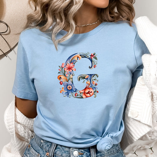 G Monogram T-Shirt – Rosemaling Norwegian Letter Tee