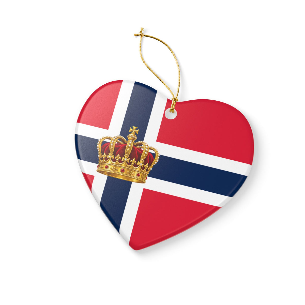 King Harald V Memorial Ornament – Norwegian Flag Ceramic Christmas Ornament