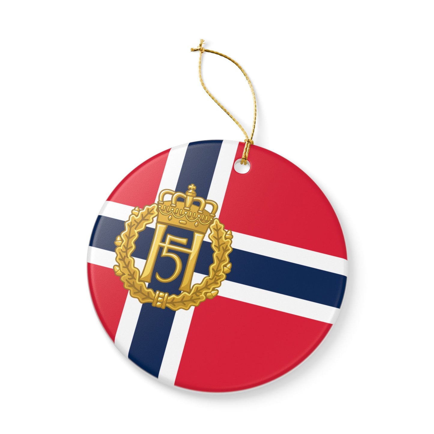 King Harald V Memorial Ornament – Norwegian Flag Ceramic Christmas Ornament
