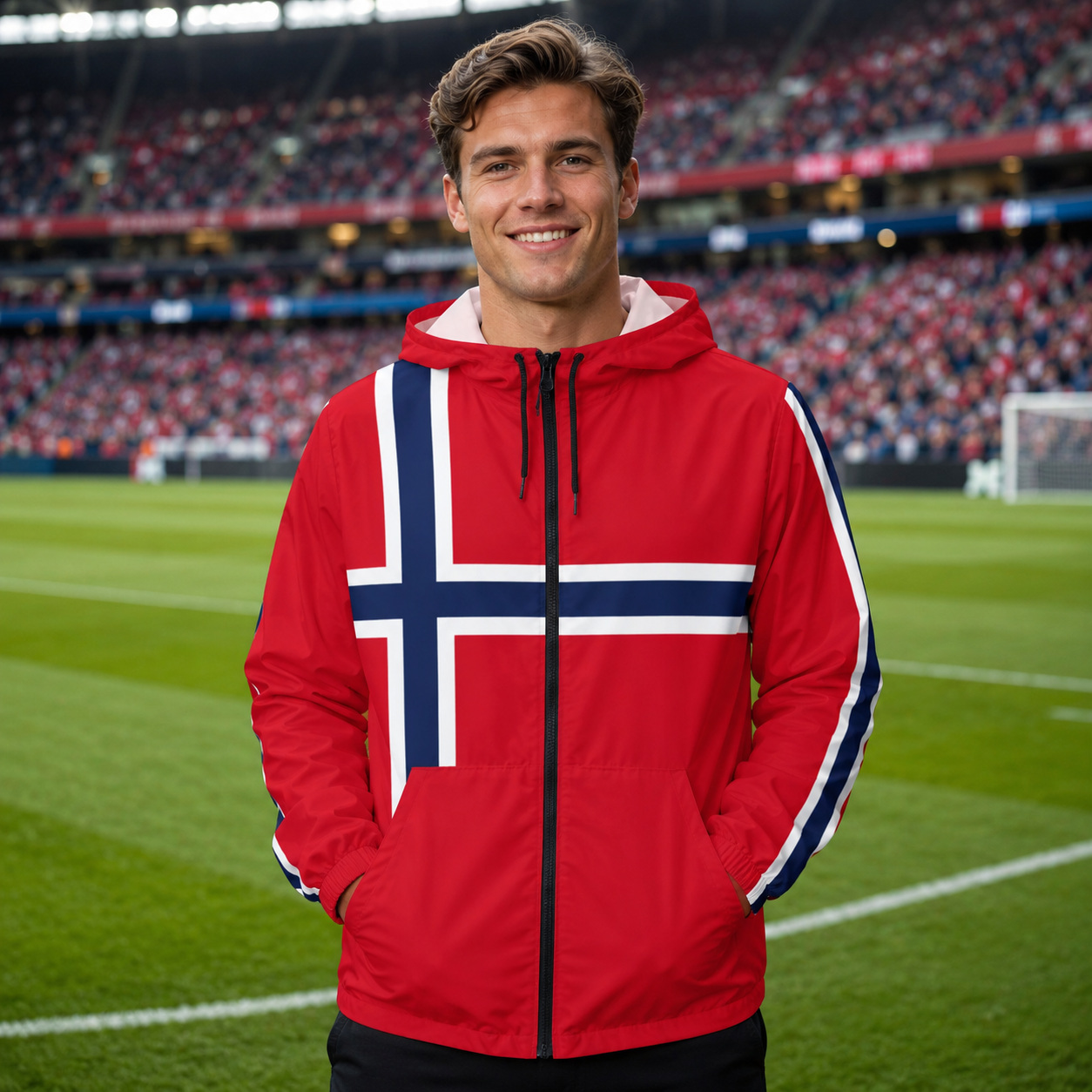 Norway Windbreaker Jacket Norwegian Flag Jacket Unisex Rain Jacket Norway Gift Nordic Sports Jacket Soccer Fan Jacket