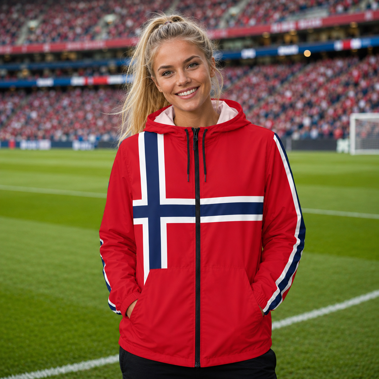 Norway Windbreaker Jacket Norwegian Flag Jacket Unisex Rain Jacket Norway Gift Nordic Sports Jacket Soccer Fan Jacket