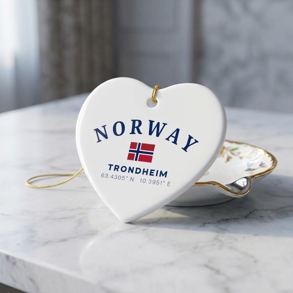 Personalized Trondheim Norway Ceramic Ornament – Norwegian Travel Souvenir