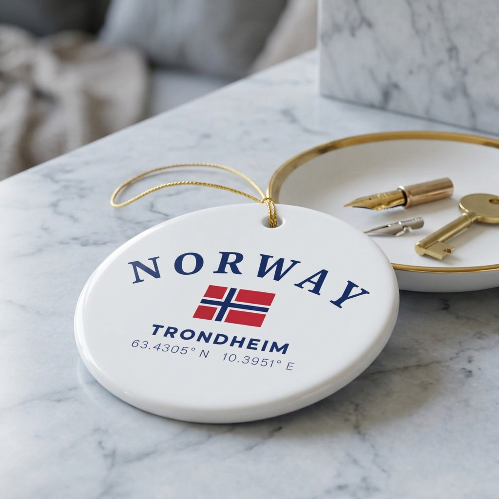 Personalized Trondheim Norway Ceramic Ornament – Norwegian Travel Souvenir