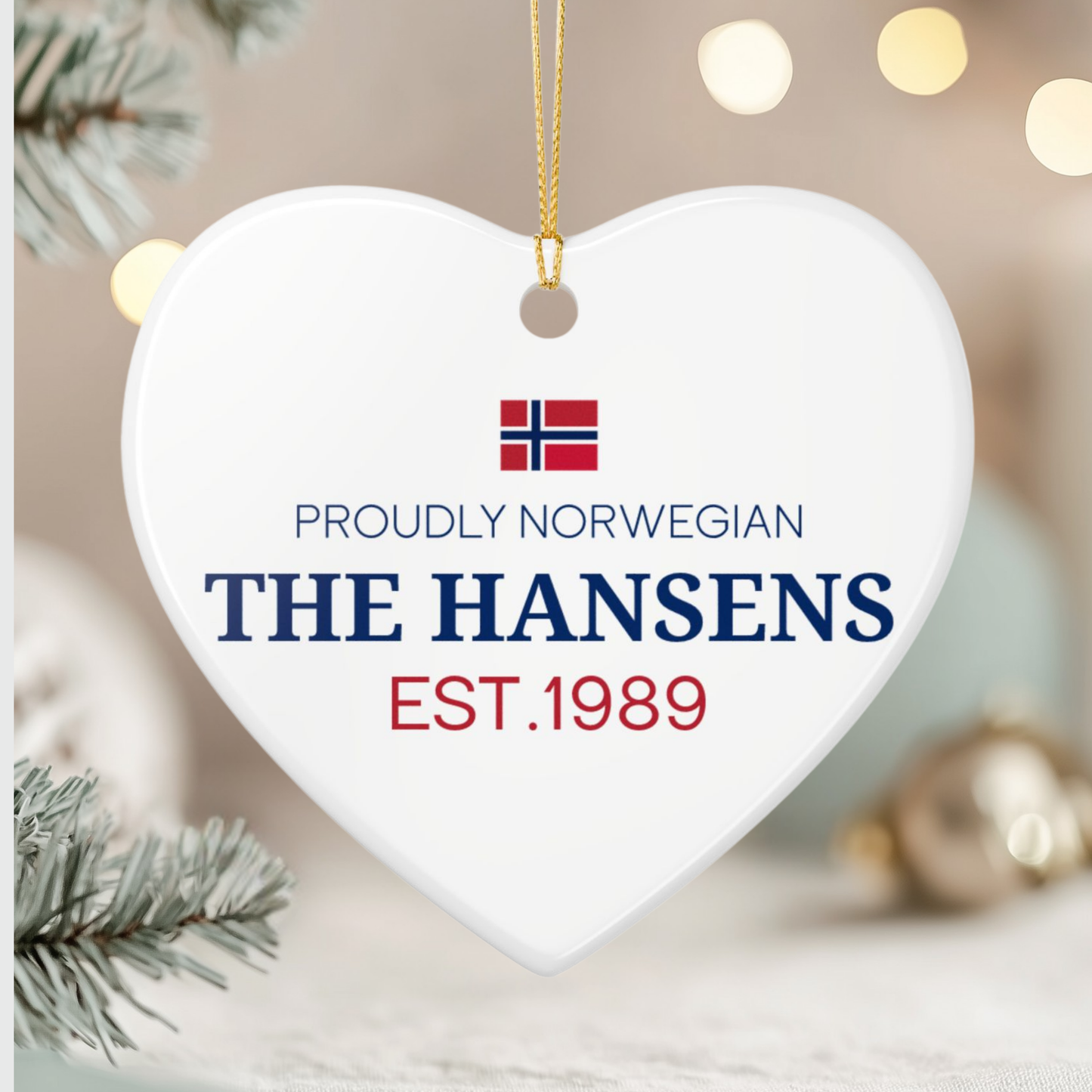 Personalized Norway Christmas Ornament – Custom Norwegian Travel Keepsake