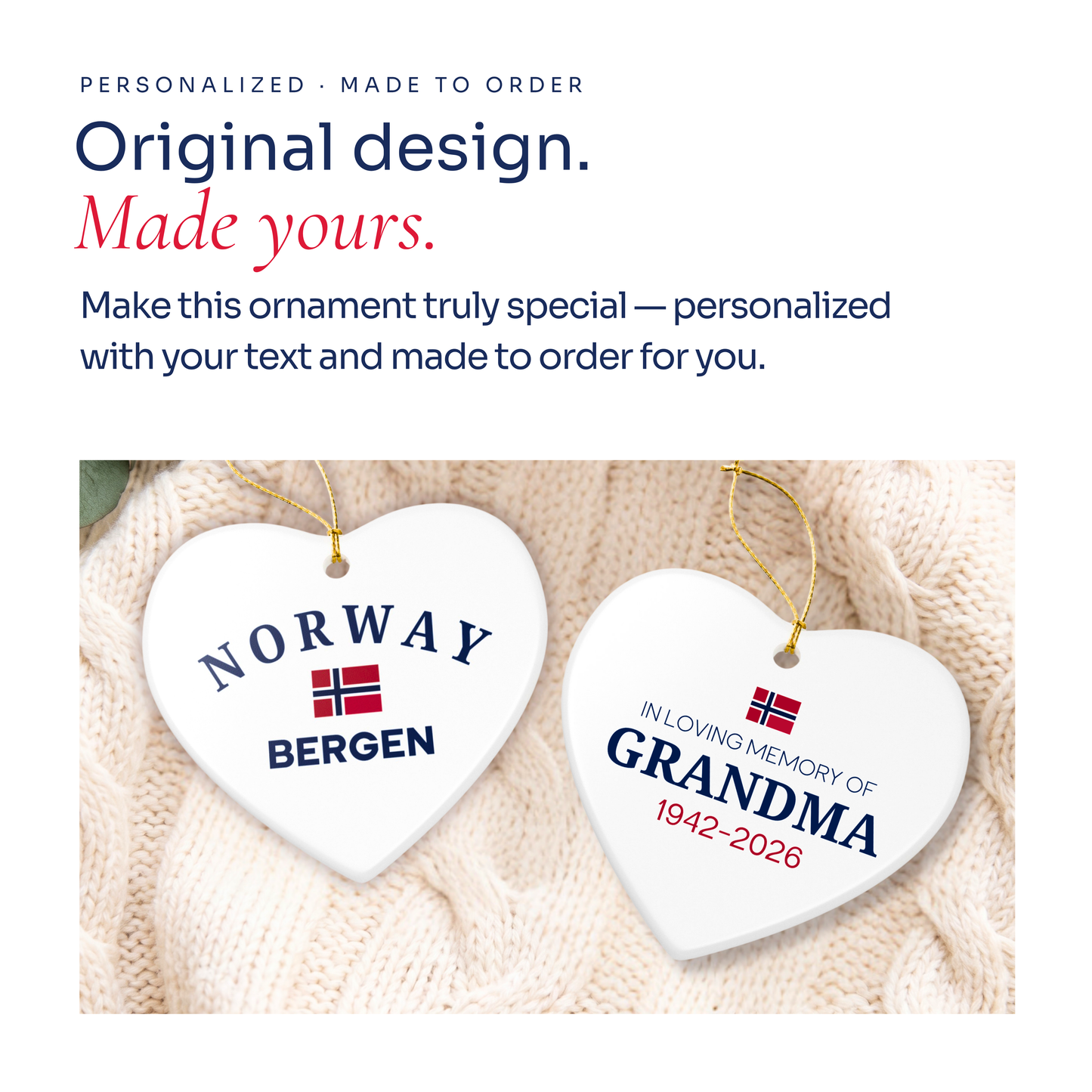 Personalized Norway Christmas Ornament – Custom Norwegian Travel Keepsake