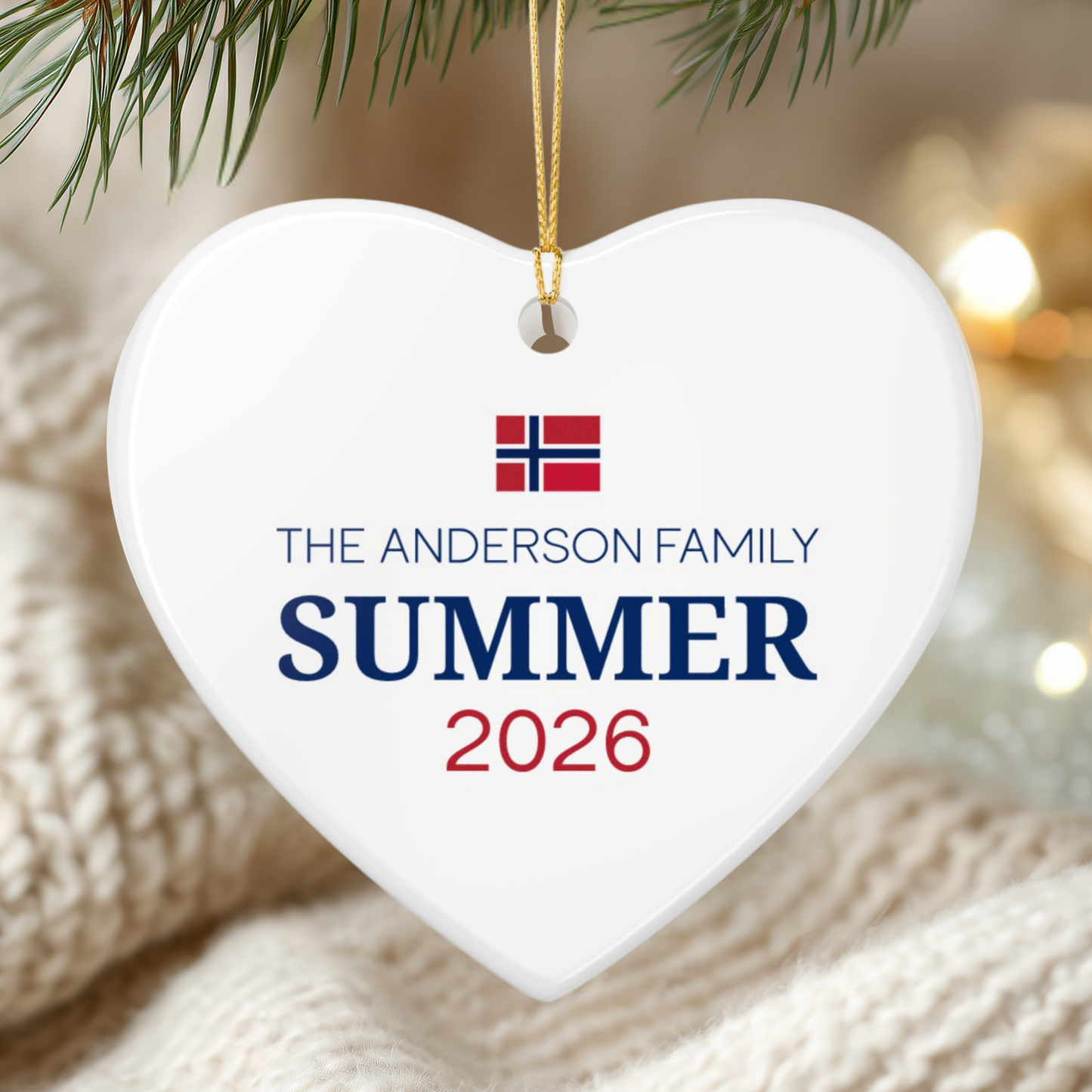 Personalized Norway Christmas Ornament – Custom Norwegian Travel Keepsake