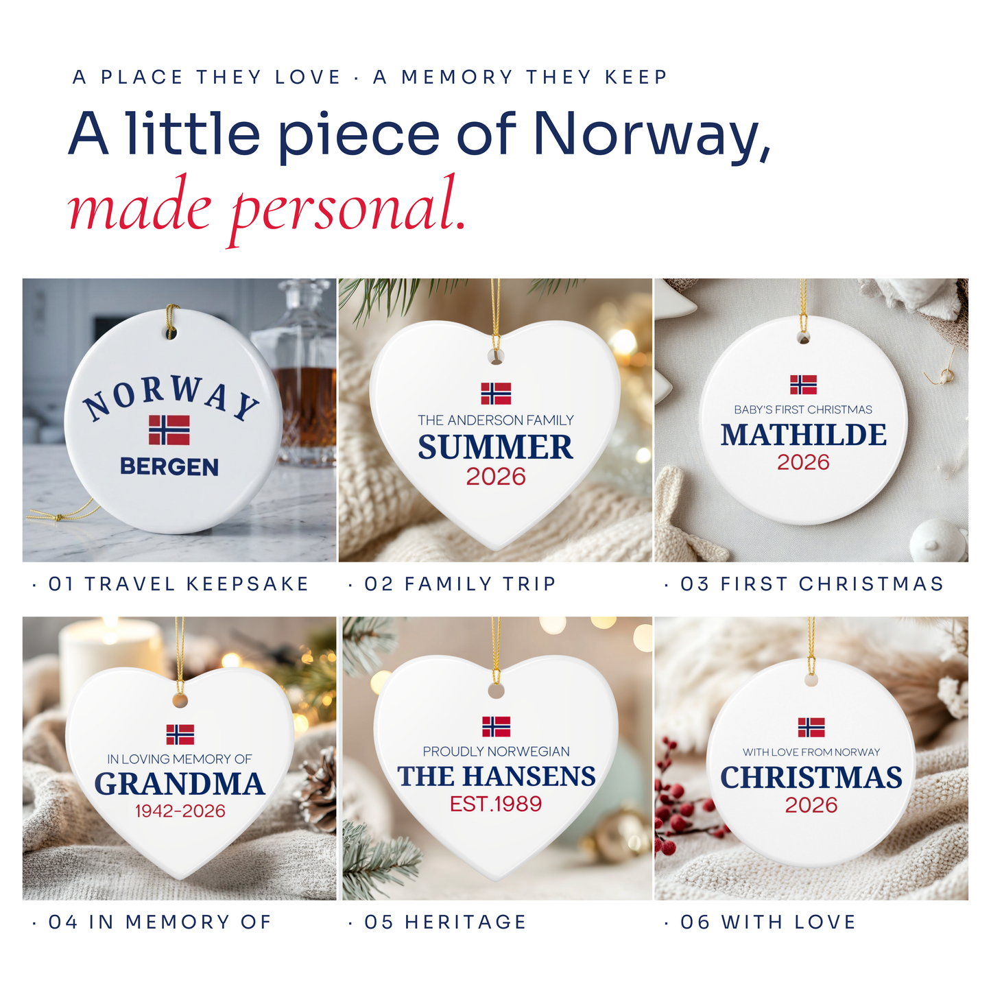 Personalized Norway Christmas Ornament – Custom Norwegian Travel Keepsake