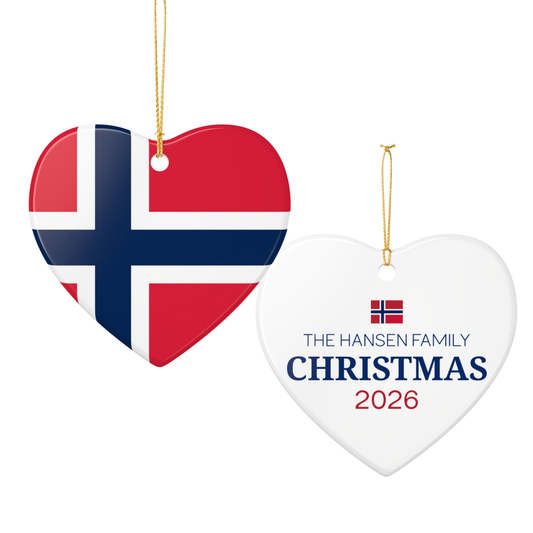 Personalized Norwegian Family Christmas Ornament – Custom Norway Flag Keepsake