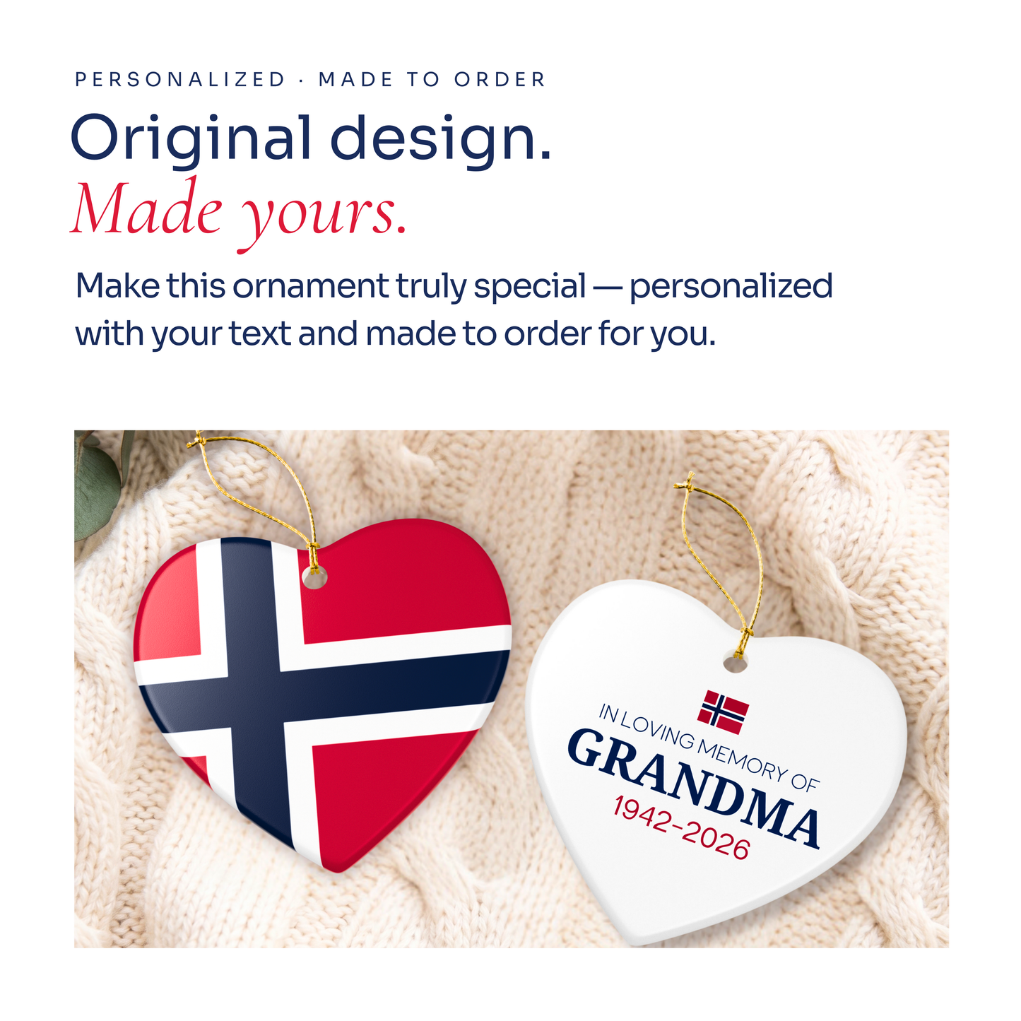 Personalized Norwegian Family Christmas Ornament – Custom Norway Flag Keepsake