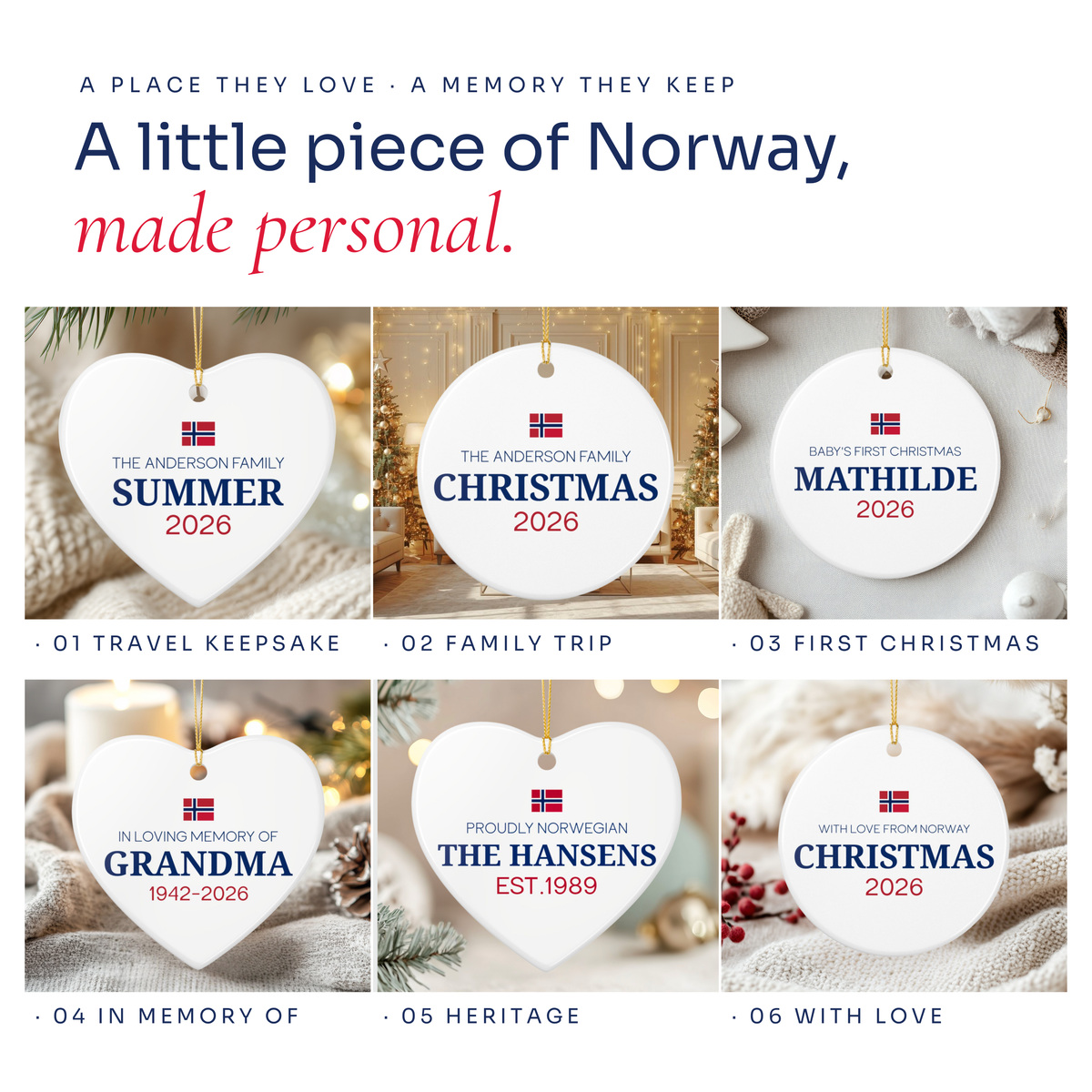Personalized Norwegian Family Christmas Ornament – Custom Norway Flag Keepsake
