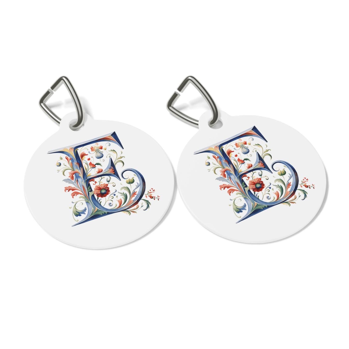 E Rosemaling Alphabet Pet Tag Rosemaling Norwegian Personalized Pet Tag