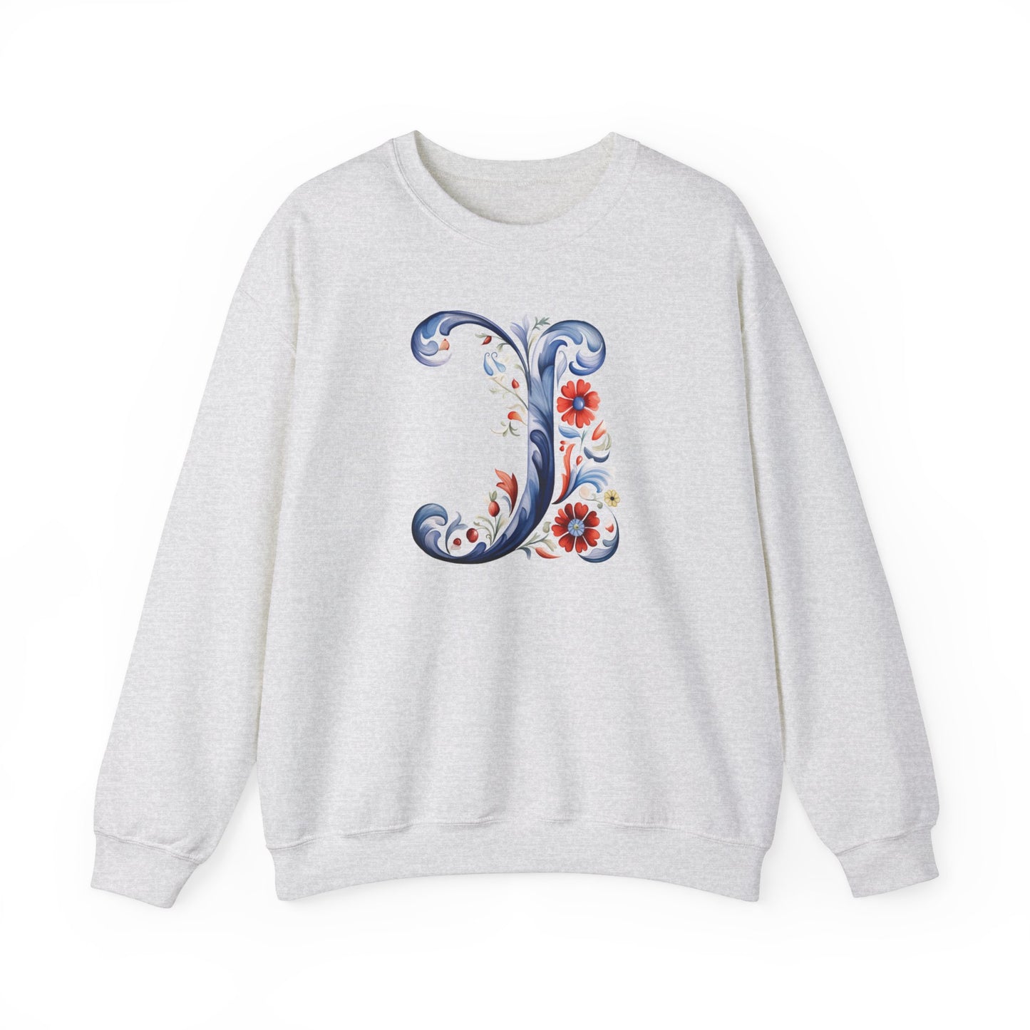 Monogram J Sweatshirt Norwegian Rosemaling Letter J Monogram Sweatshirt