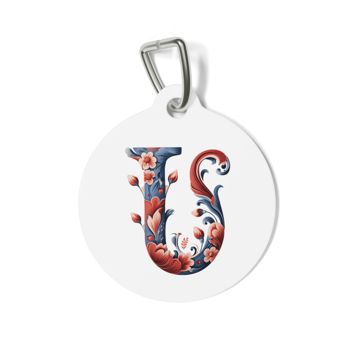 U Rosemaling Alphabet Pet Tag Rosemaling Norwegian Personalized Pet Tag