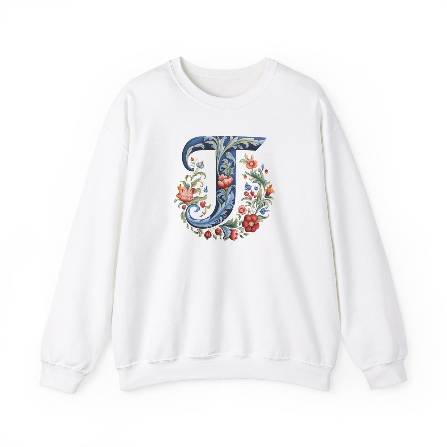 Monogram T Sweatshirt Norwegian Rosemaling Letter T Monogram Sweatshirt