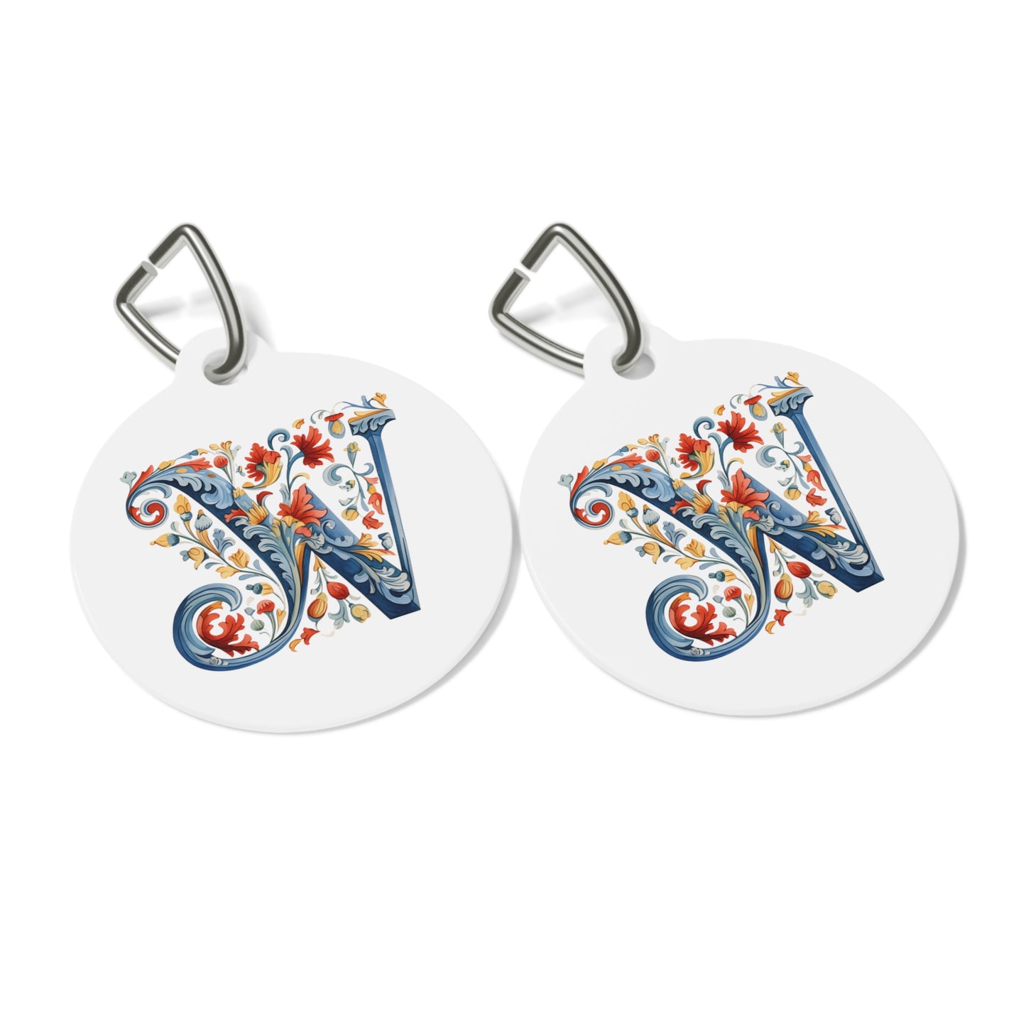 W Rosemaling Alphabet Pet Tag Rosemaling Norwegian Personalized Pet Tag