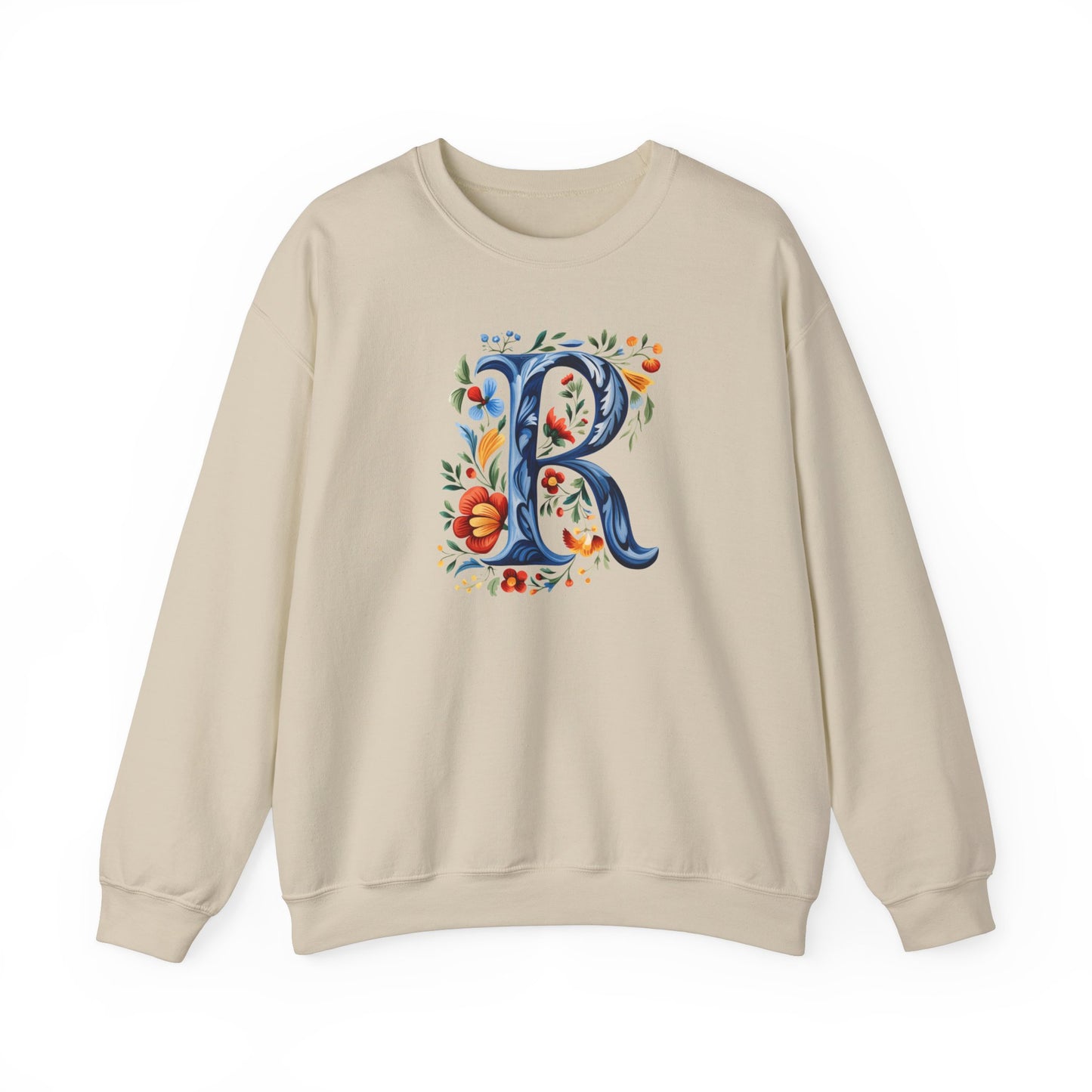 Monogram R Sweatshirt Norwegian Rosemaling Letter R Monogram Sweatshirt