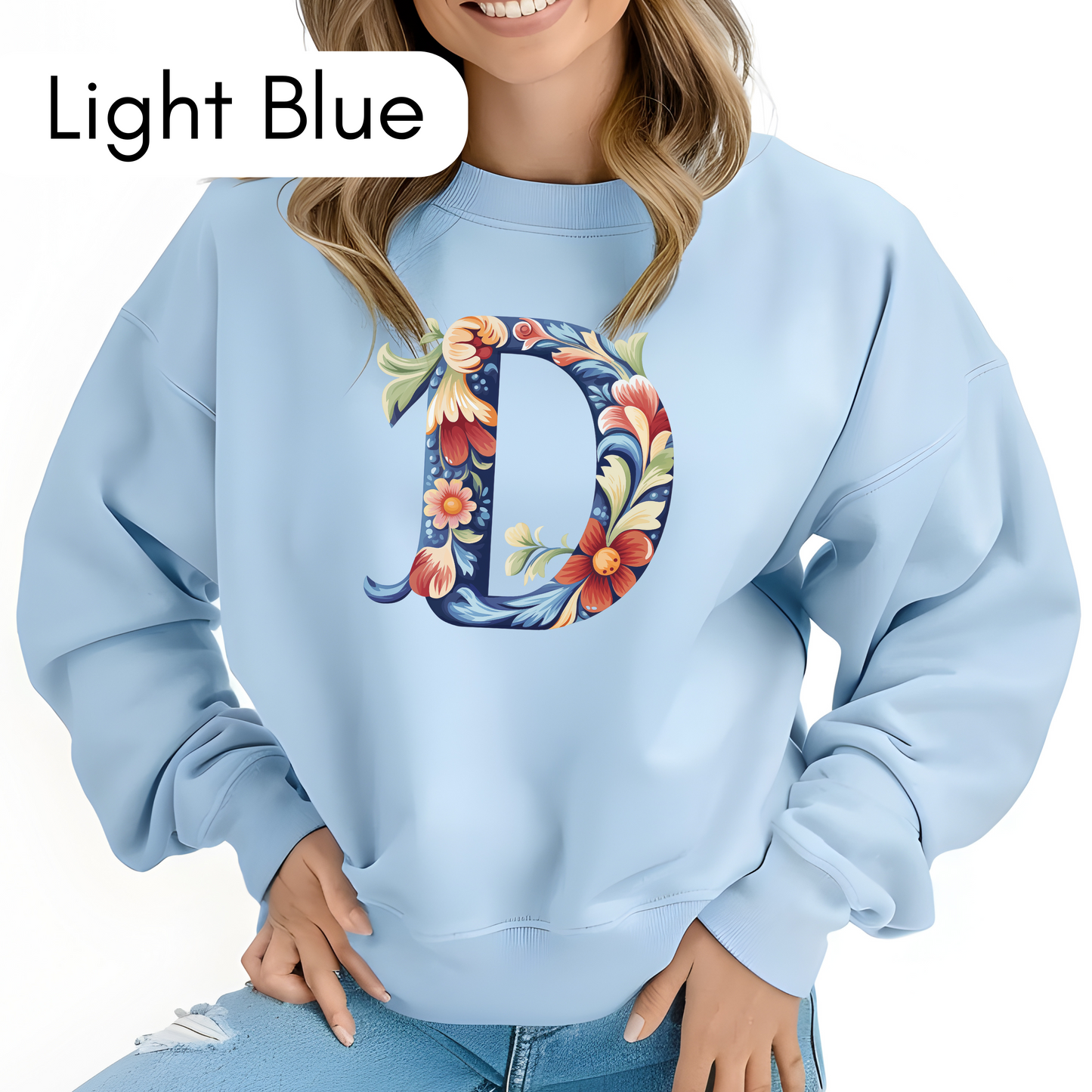 Monogram D Sweatshirt Norwegian Rosemaling Letter D Monogram Sweatshirt