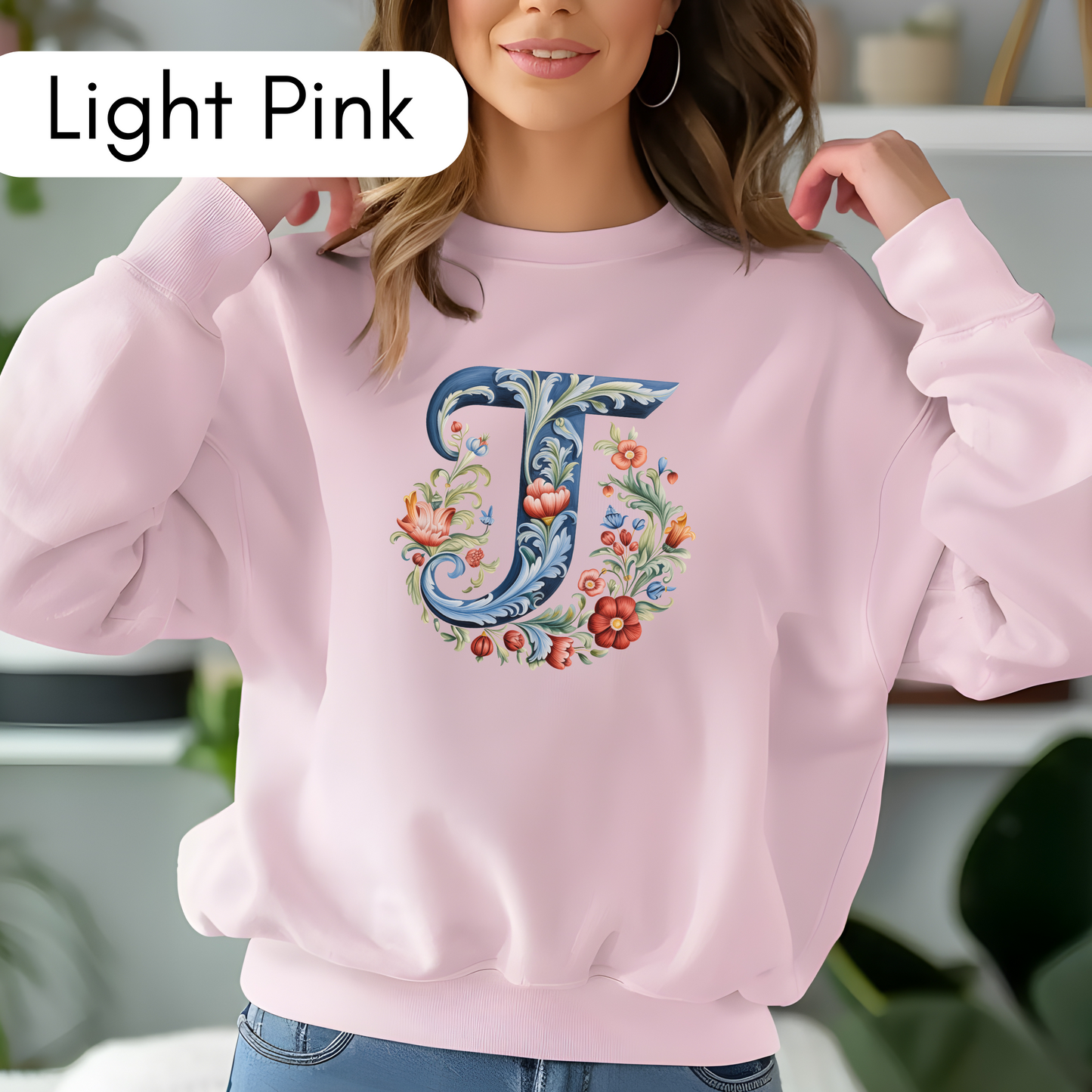 Monogram T Sweatshirt Norwegian Rosemaling Letter T Monogram Sweatshirt