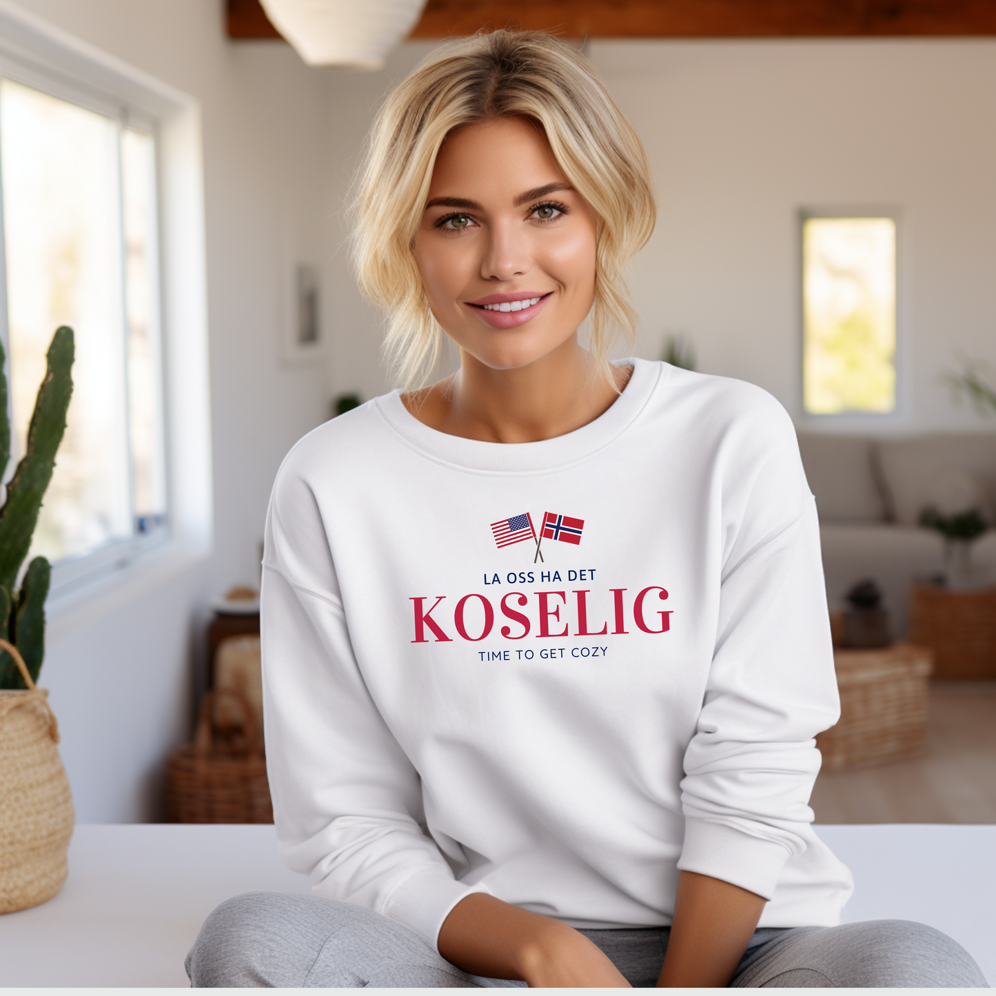 White Koselig Sweatshirt Norwegian American Sweatshirt Norwegian American Pride Norway Sweatshirt Gift for Norwegian American Norway May 17 Mai