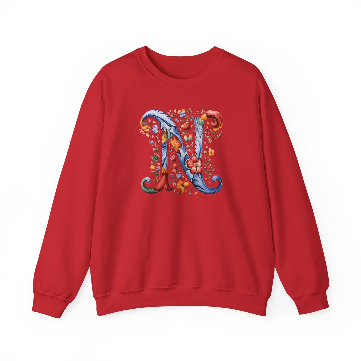 Monogram N Sweatshirt Norwegian Rosemaling Letter N Monogram Sweatshirt