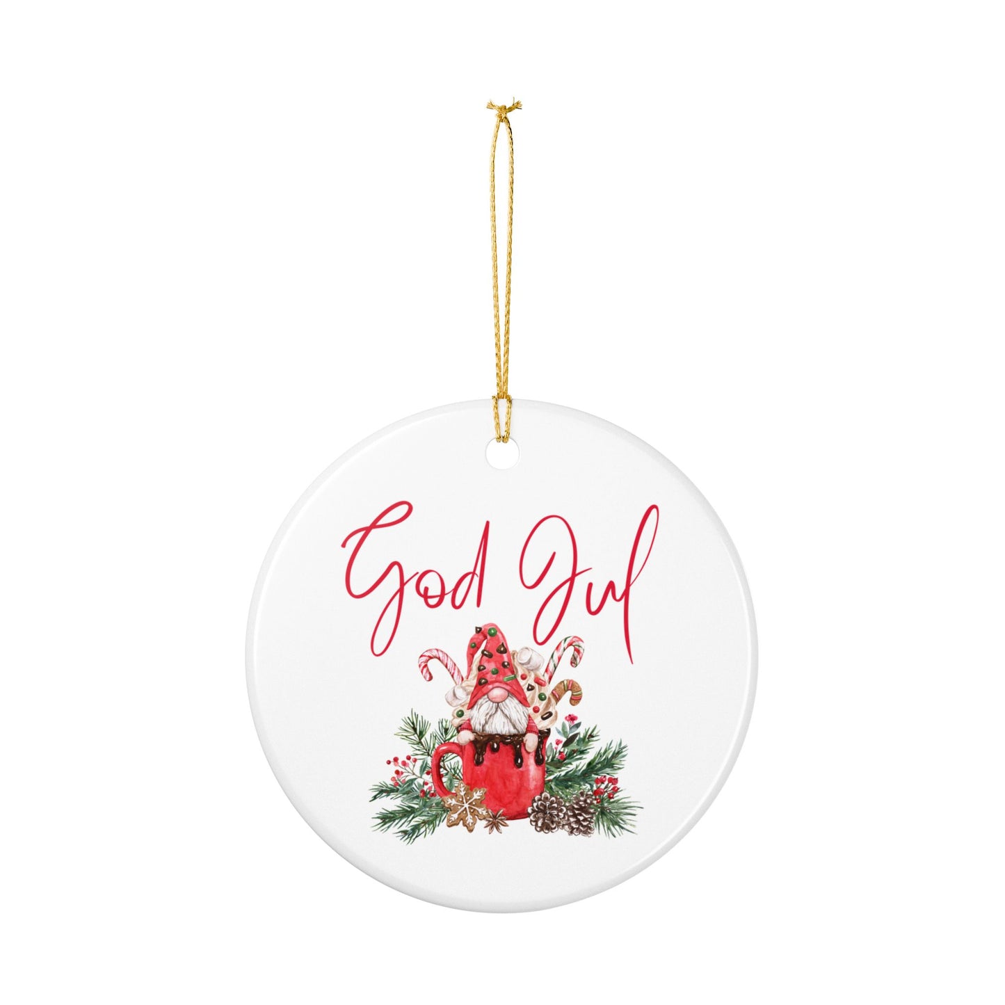 God Jul Hot Chocolate Nisse Ceramic Ornament Norway Nisse God Jul Christmas Ornament Gift Norway