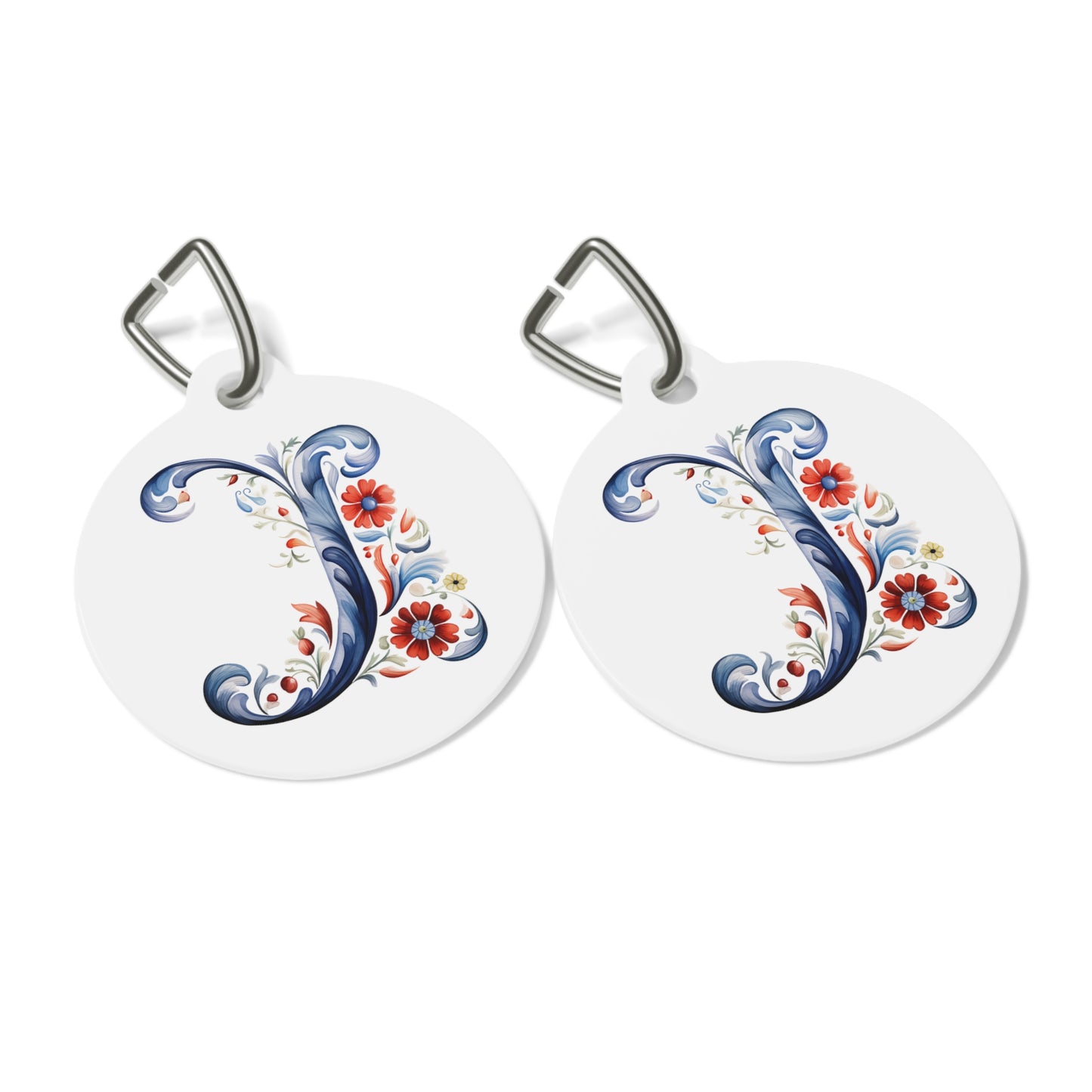 J Rosemaling Alphabet Pet Tag Rosemaling Norwegian Personalized Pet Tag