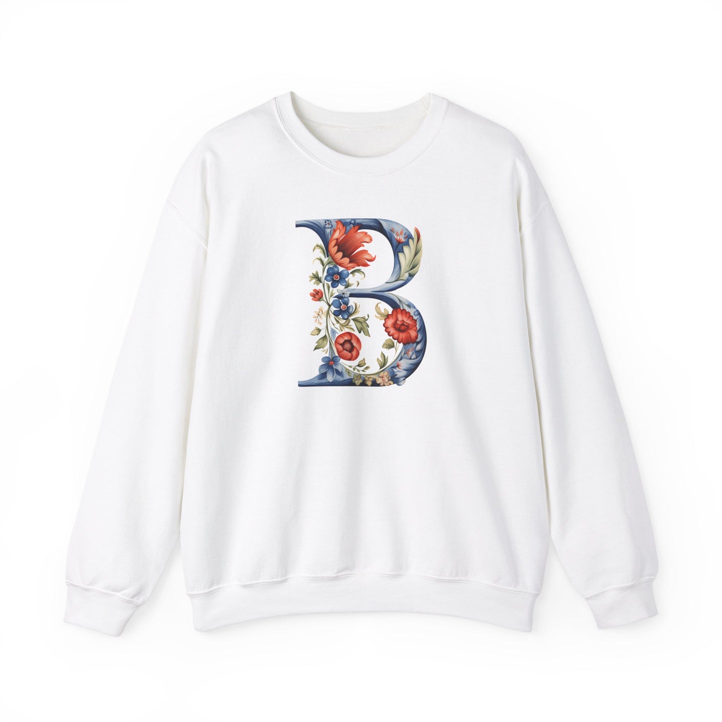 Monogram B Sweatshirt Norwegian Rosemaling Letter B Monogram Sweatshirt