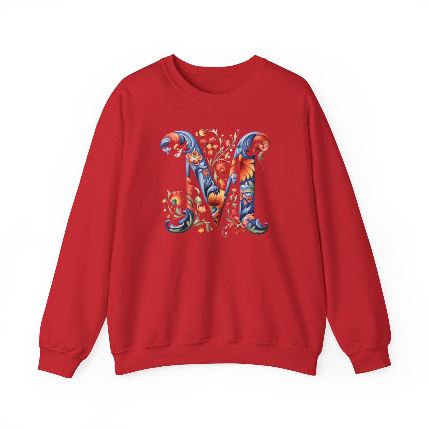 Monogram M Sweatshirt Norwegian Rosemaling Letter M Monogram Sweatshirt