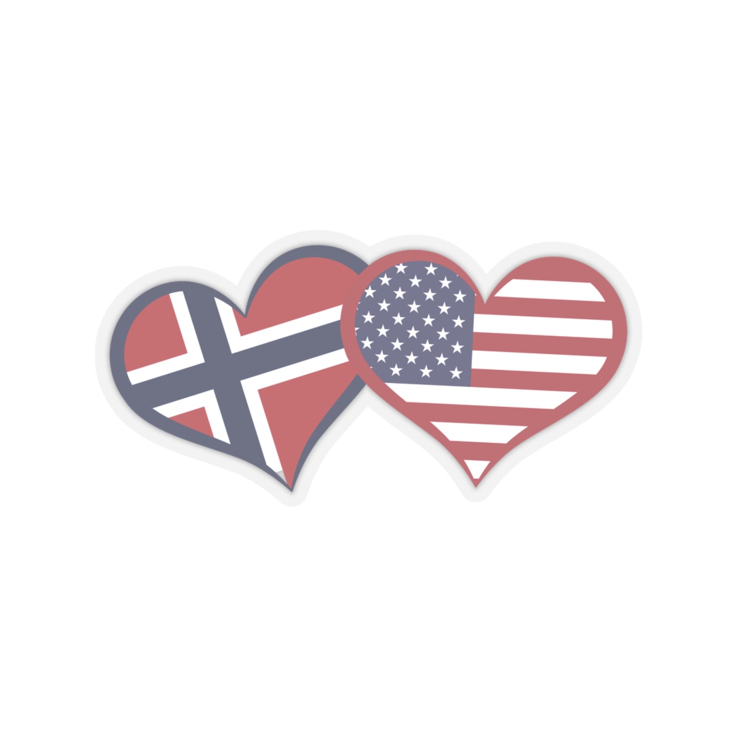 Norwegian American Flag Hearts Sticker Norway Sticker Norway Flag Norwegian Sticker Norwegian American Sticker Bumper Sticker